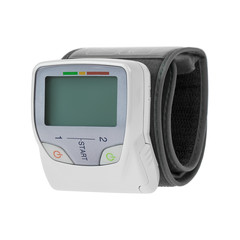 Fototapeta premium Digital blood pressure monitor. Tonometer isolated on white background