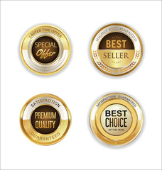 Golden metal labels retro collection 