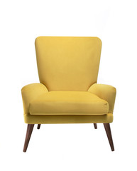 Yellow chair isolated on white background