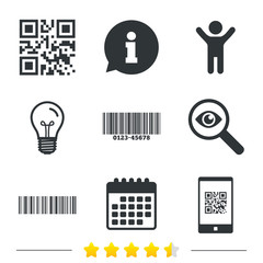 Bar and Qr code icons. Scan barcode symbol.