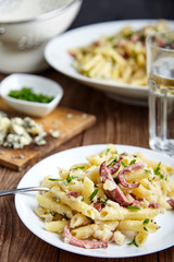 Pasta of Penne rigate, celery and smoked sausage