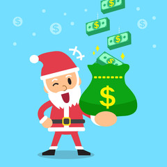 Santa claus earning money stack