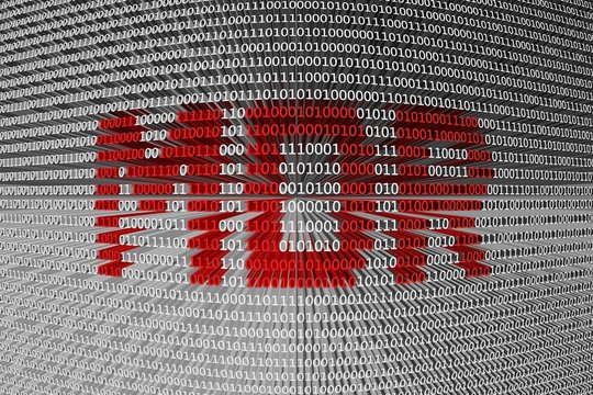 MDR in the form of binary code, 3D illustration