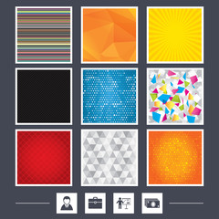 Businessman signs. Human and cash money icons.