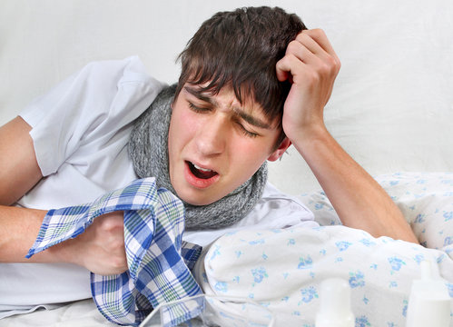 Sick Young Man with Flu