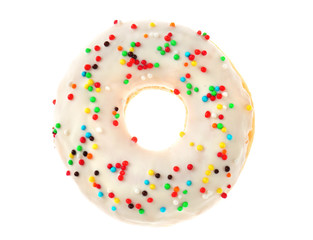 Delicious donut on white background