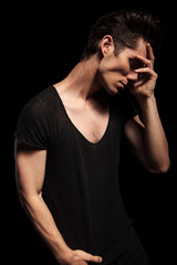 sad thoughtful and dramatic young man