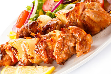 Kebabs - grilled meat and vegetables 