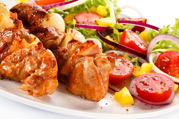 Kebabs - grilled meat and vegetables 