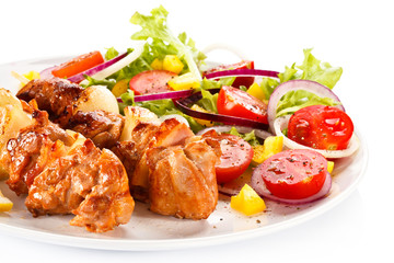 Kebabs - grilled meat and vegetables 