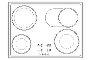 Oven cooktop. Outline drawing