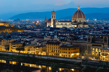 Fototapeta na wymiar The twilight of Florence in Tuscany, Italy.