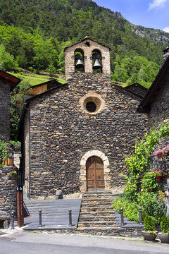 Cultural heritage of Andorra, 17th century church Sant Serni in Llorts, of medieval tradition. Cultural landscape of Madriu-Perafita-Claror Valley is UNESCO World Heritage Site