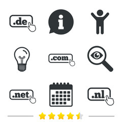 Top-level domains signs. De, Com, Net and Nl.