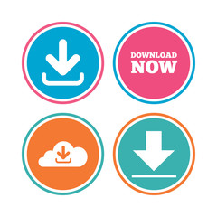 Download now signs. Upload from cloud icon.