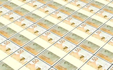 Netherlands Antillean guilder bills stacks background. 3D illustration.