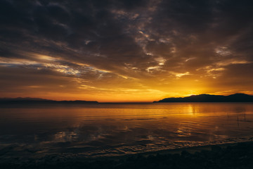Gloomy tropical sunset,Sunset over Water and Islands,Thailand