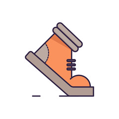 Boot line icon. Flat color vector illustration.