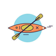 Canoe line icon. Flat color vector illustration.