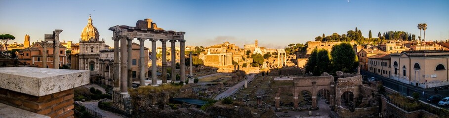 panorama of the palatine hill in rome (evening lighting)