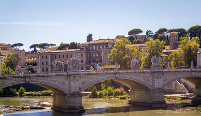 Naklejka premium Bridge over the tiber river in Rome