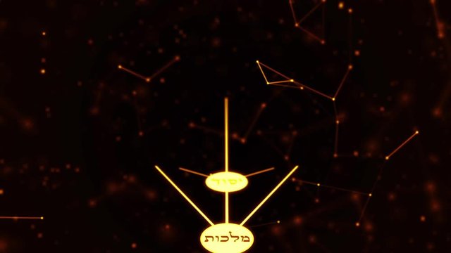 Kabbalah Golden Tree of Life with Ancient Hebrew Text on a Space Background