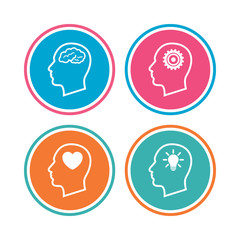 Head with brain icon. Male human symbols.