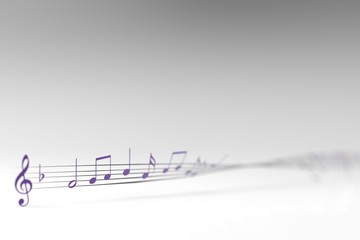 3d rendering of music symbol with nice background color

