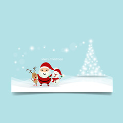 Fototapeta premium Christmas Greeting Card with Christmas tree, Santa Claus ,Snowma