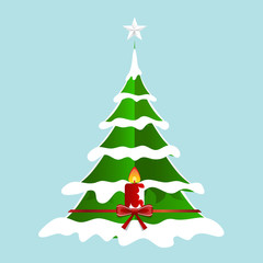 Christmas Greeting Card with Christmas tree. Vector illustration