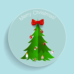 Christmas Greeting Card with Christmas tree. Vector illustration