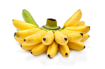 Golden banana (Pisang mas) isolated on white background