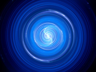 Blue glowing spinning wave source in space