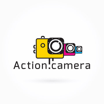 Action camera icon, colorful vector illustration, Logo Template, extreme video cam symbol, camera design element