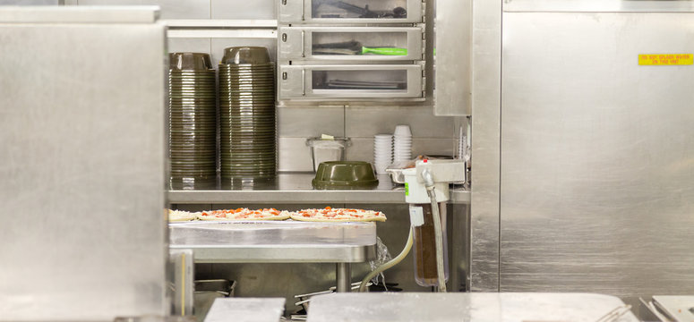 Pizza Prep Area in Commercial Kitchen