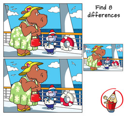 Find 8 differences. Educational game for children. Vector illustration