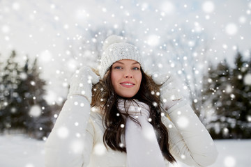 happy woman outdoors in winter