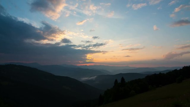 Time lapse Morning landscape in the mountains. Sunrise Ukraine Carpathian