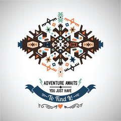 Vector colorful decorative element on native ethnic style