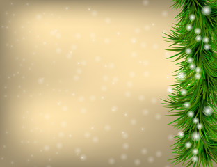 Christmas  Greeting card with Christmas tree and snowflakes