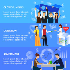 Concepts of crowdfunding, donation process and investment