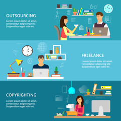 Concepts of outsourcing, freelance and copyrighting process