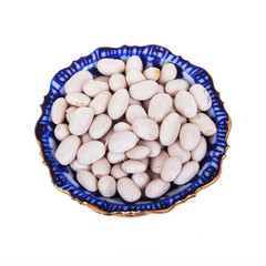 Heap of white beans isolated on white background