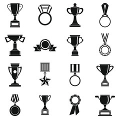 Trophy icons set. Simple illustration of 16 trophy vector icons for web