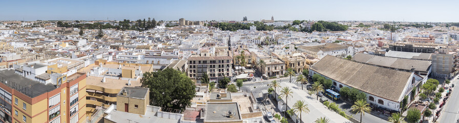 Fototapeta premium Aerial panoramic view of Sanlucar de Barrameda, Cadiz, Spain