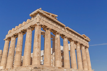 sight of Parthenon temple on Acropolis of Athens