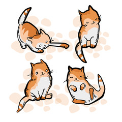 Cute cat in funny cartoon style