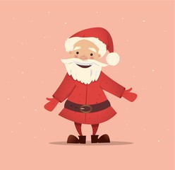 Cute anf funny Santa Claus. Vector Christmas illustration. Bright and Wessel New Year character. New Year banner