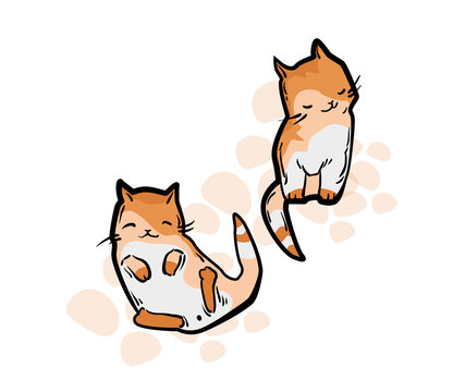 Cute cat in funny cartoon style
