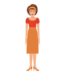 woman with eighties style and high waisted skirt vector illustration